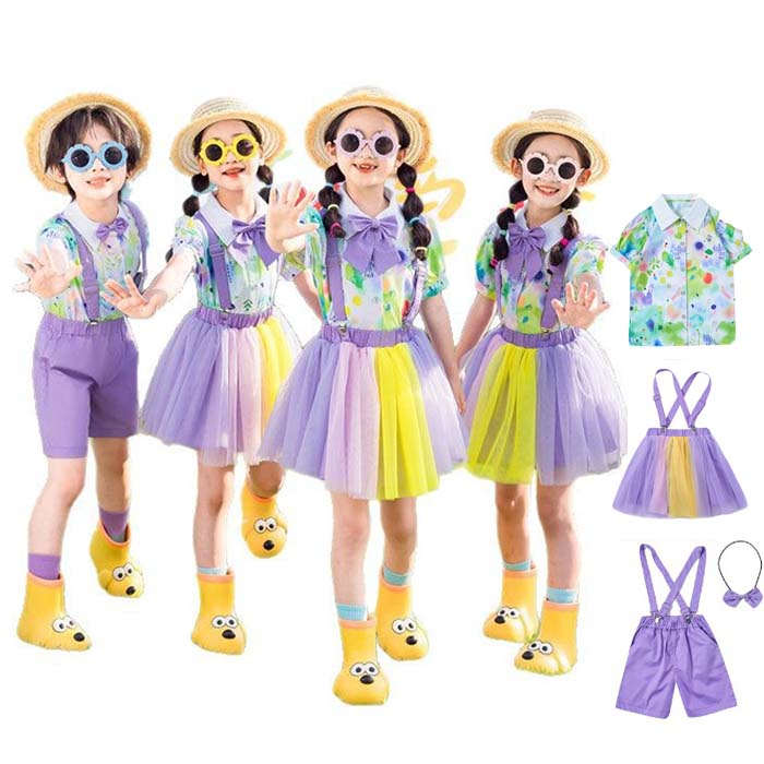 チアガール オーバーオール スカート サロペット シャツ 短パン ショートパンツ 女の子 男の子 ダンス衣装 子供服 キッズダンス ダンスウェア 子ども服 セットアップ ヒップホップ hiphop K-POP JAZZ ダンス服 チアガール 演出服 団体服 ジャズダンス 可愛い カッコイイ