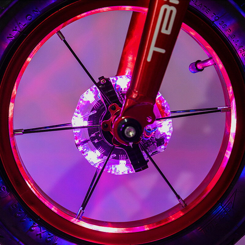 子供　自転車　キックバイク　タイヤに装着し、7色発光　18モード点滅切替可能　ライト　目立つ　安全　子供が喜ぶ　LED　スポークアクセサリー　ライト　装着簡単