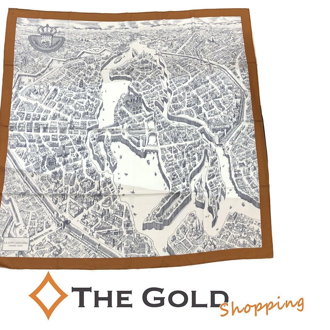 エルメス カレジェアン La Cite Cavaliere 140cm カシミヤ シルク 大判 シテ カヴァリエール カシルル 馬 アイボリー 茶 HERMES ストール・スカーフ 【中古】のサムネイル