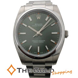 ROLEX オイスターパーペチュアル 114200 並行 2017年 ランダム品番 オリーブグリーン ステンレス 自動巻き ロレックス 腕時計 メンズ ウォッチ 男性用 【中古】