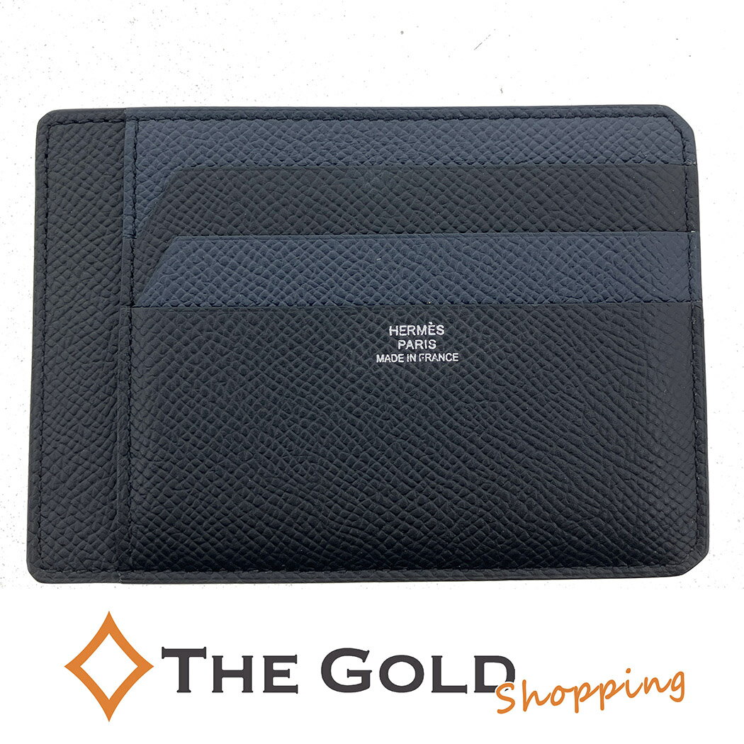 HERMES シティ 8CC ジャングル カードケース ヴォーエプソン ネイビー ブラック スリム コンパクト カード入れ エルメス 【中古】