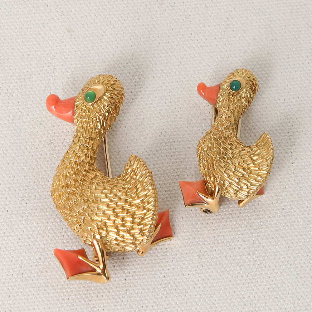 ヴァンクリーフ&アーペル アヒル ブローチ 2点 セット Van Cleef& Arpels アニマル 鳥 動物 [ジュエリー アクセサリー] ギフト プレゼント ビジネス ご褒美 ザ・ゴールド THE GOLD ショッピング【中古】