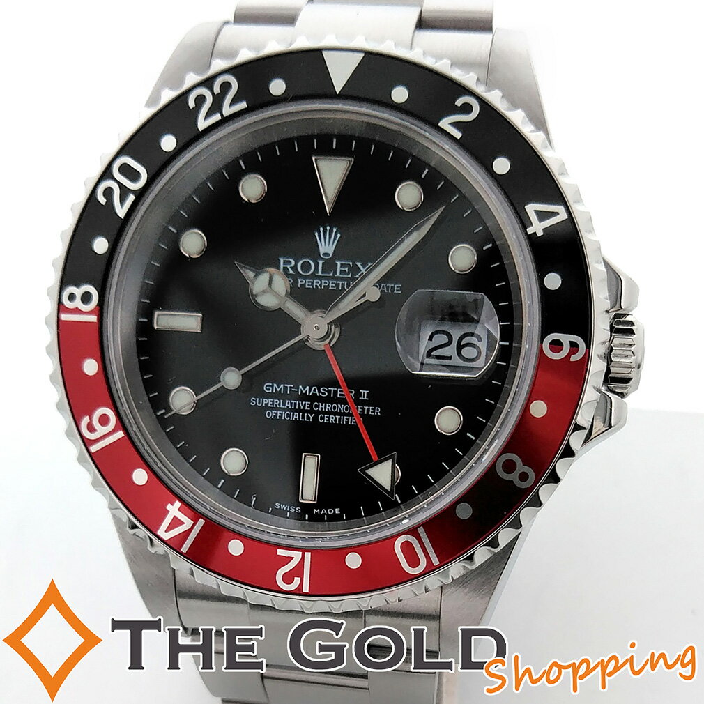 ロレックス GMTマスター2 16710 D番 黒赤 赤黒 フルコマ ROLEX 腕時計 メンズ[男性用] ギフト プレゼント ビジネス ご褒美 ザ・ゴールド THE GOLD ショッピング【中古】