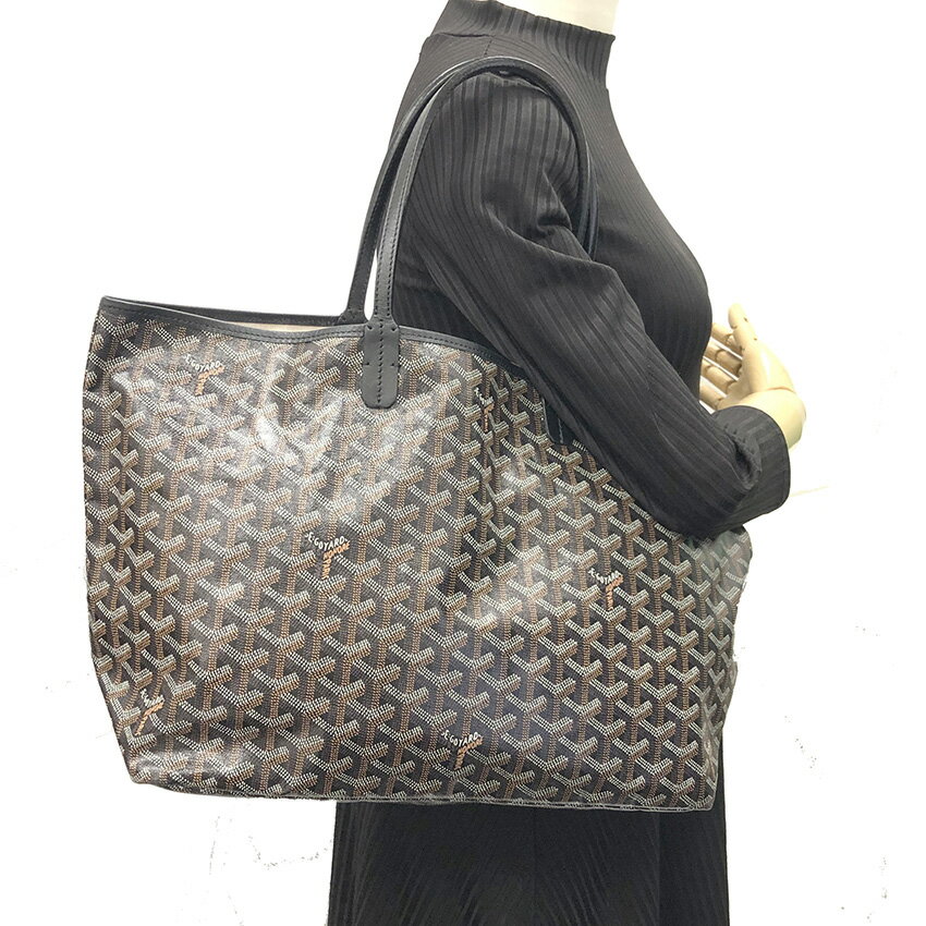 【中古】ゴヤール GOYARD サンルイPM ポーチ付 ショルダーバッグ 肩掛け 黒 茶 バッグ トートバッグ ギフト プレゼント ご褒美 母の日 ザ・ゴールド