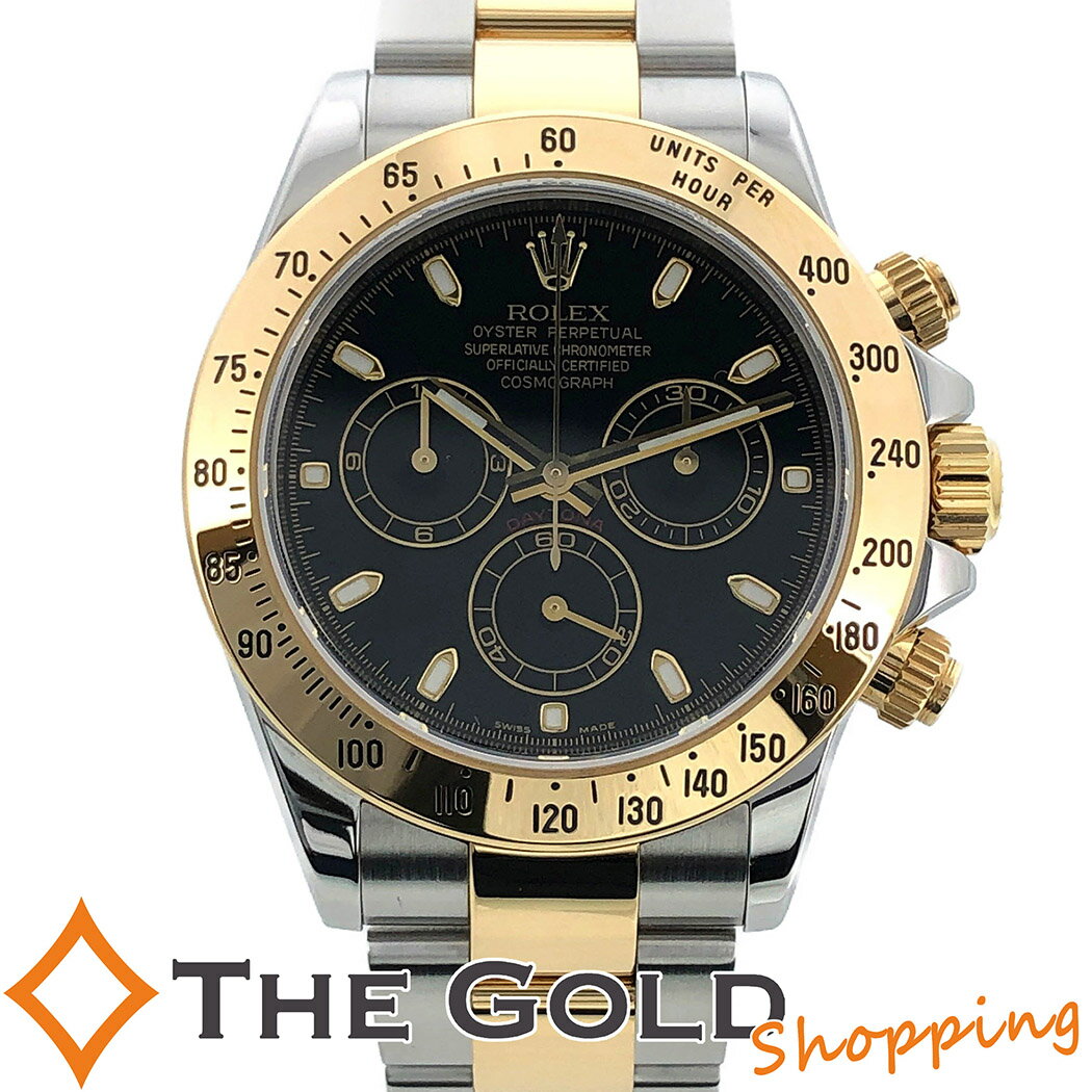 ロレックス■デイトナ 116523 M番 OH済 フルコマ 黒文字盤 イエローゴールド コンビ バー ROLEX DAYTONA スポーツ 自動巻き 腕時計 メンズ[男性用] ギフト プレゼント ご褒美 ロレックスデイトナ ロレックス中古 ROLEXデイトナ ザ・ゴールド THE GOLD ショッピング【中古】