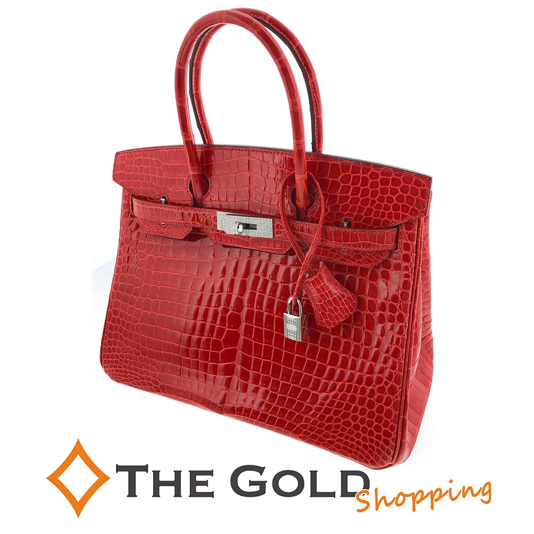 エルメス バーキン ダイヤモンド 30 バーキン30 ポロサス ダイヤ K18 WG ゼラニウム レッド 2011年製 クロコダイル エキゾチック レザー HERMES ハンドバッグ 【中古】のサムネイル