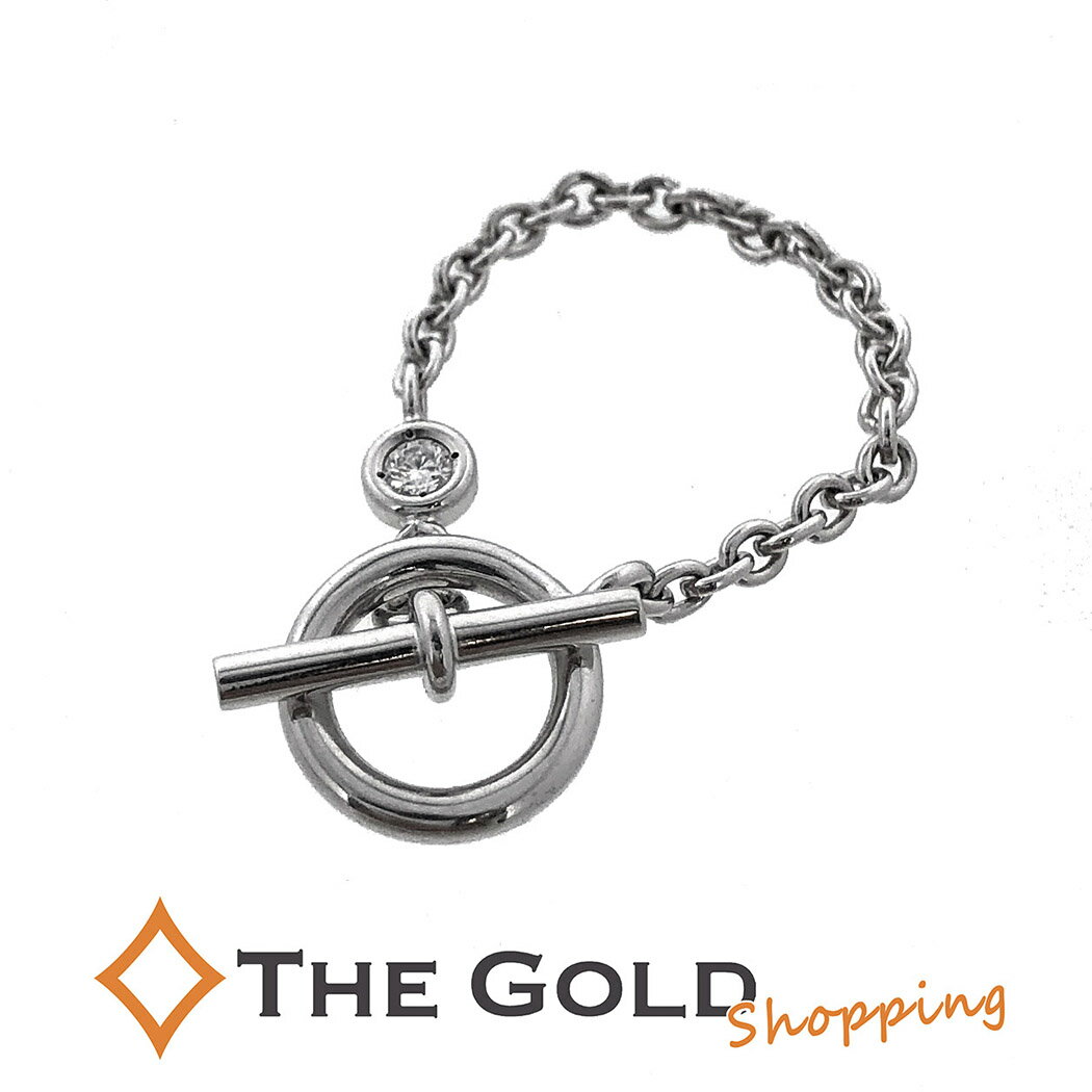 エルメス シェーヌダンクルチェーンリング 1PD ダイヤモンド トグル K18 750 WG ホワイトゴールド #52 13号 HERMES 指輪・リング 【中古】のサムネイル