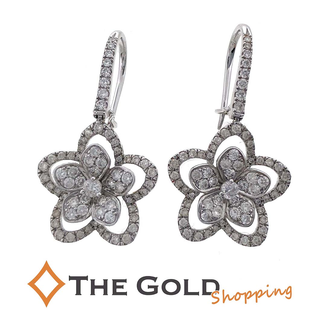 グラフ■ワイルドフラワー ダイヤモンド イヤリング RGE1668 K18 750 WG 1.09ct パヴェ 花 ホワイトゴールド GRAFF ピアス 耳飾り ジュエリー アクセサリー 【中古】のサムネイル