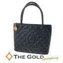 シャネル 復刻トート A01804 キャビアスキン マトラッセ ブラック ゴールド金具 トートバッグ レディース CHANEL 【中古】
