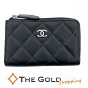 シャネル コインケース キーケース ラムスキン ブラック レザー シルバー金具 ココマーク キーリング付き CHANEL 【中古】