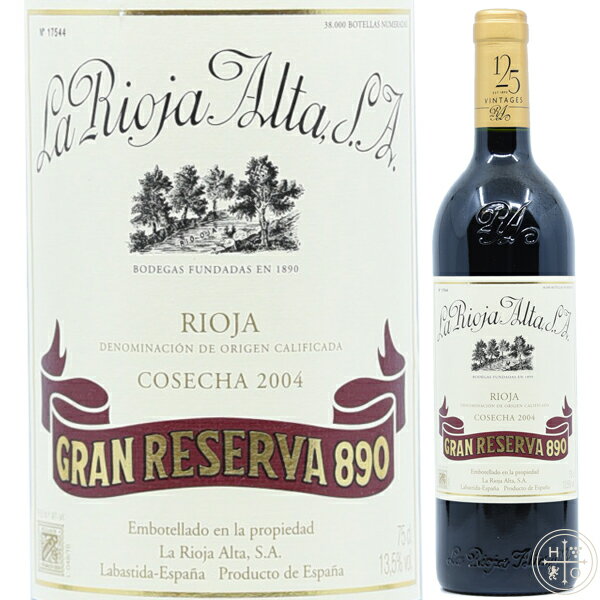  In A^ S.A. O [@ e890f 2004 750ml XyC In ԃC La Rioja Alta S.A. Gran Reserva e890f 2004