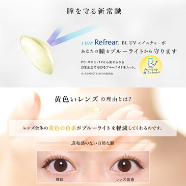 特典付き 30枚入 1dayコンタクト ワンデーリフレア BL UV モイスチャー 55 【メール便送料無料】 高含水 55% うるおい 成分配合 ブルーライト コンタクト 1day refrear 激安 ワンデー リフレア コンタクトレンズ