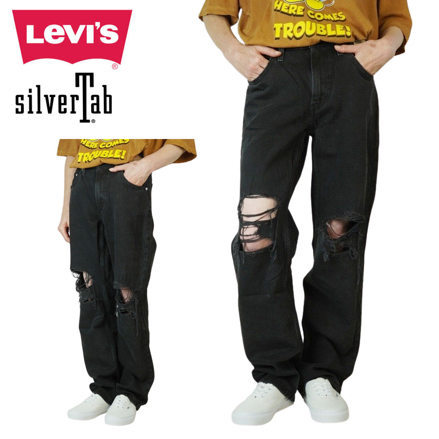 レディース デニムパンツリーバイス LEVI'SSILVERTAB '94 BAGGY　DESTRUCTEDシルバータブ '94 バギー ディストラクテッドBLACK WASH(ブラックウォッシュ)デニム ジーンズ ジーパン ウォッシュ クラシック 定番 黒