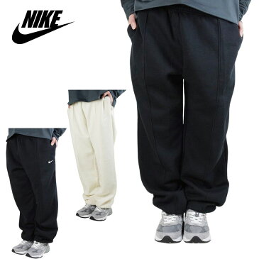 NIKE ナイキレディース パンツESSENTIAL COLLECTION FLEECE PANTSSWOOSH CENTER PREATS PANTSスウォッシュセンタープリーツパンツOFF WHITE（オフホワイト） BLACK(ブラック)裏起毛 オフ白 黒 ストリート スポーツ フリース ロゴ