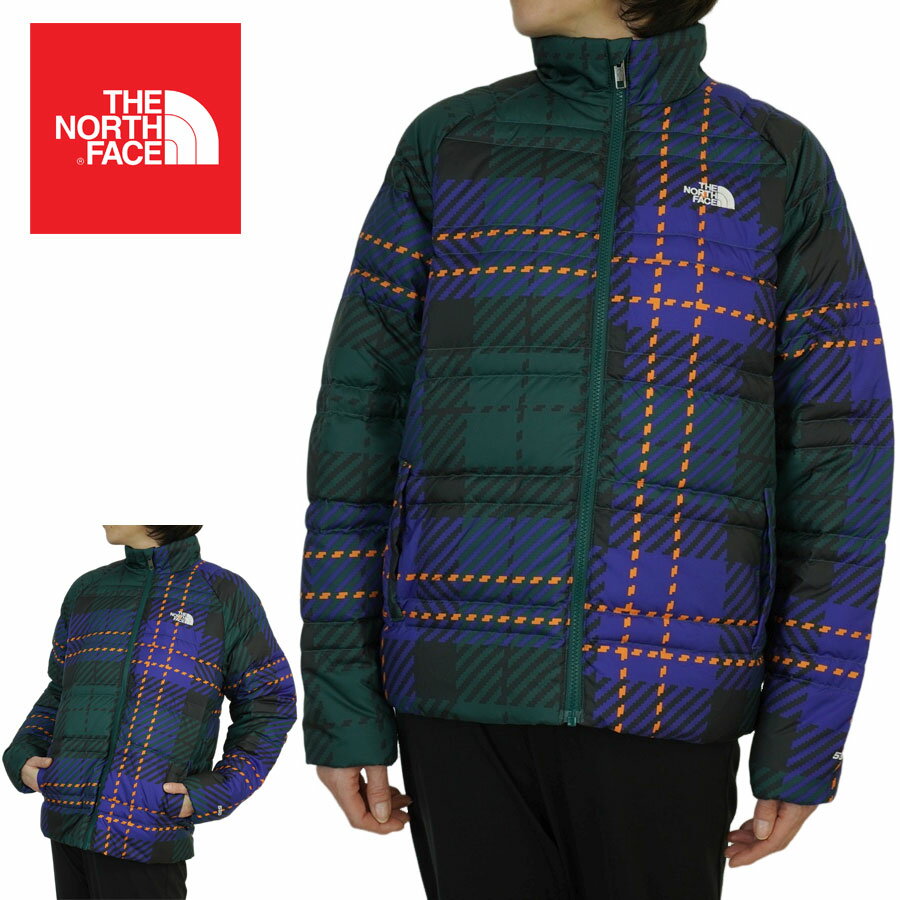 ザ・ノース・フェイス ダウンジャケット レディース ノースフェイス THE NORTH FACEレディース ダウン ジャケットTN PRINTED ROXBOROGH JACKETキッズサイズ ウィメンズPDRGNMICPLDTRNT ポンデローザグリーンプリントユースサイズ ストリート ショート チェック柄