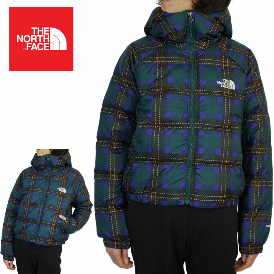 ザ・ノース・フェイス ダウンジャケット レディース ノースフェイス THE NORTH FACEレディース ダウン ジャケットW PRINT HYDRENALITE HOODIEウィメンズダウンパーカーPDRGNMICPLDTRNT ポンデローザグリーンプリントグースダウン ストリート ショート チェック柄