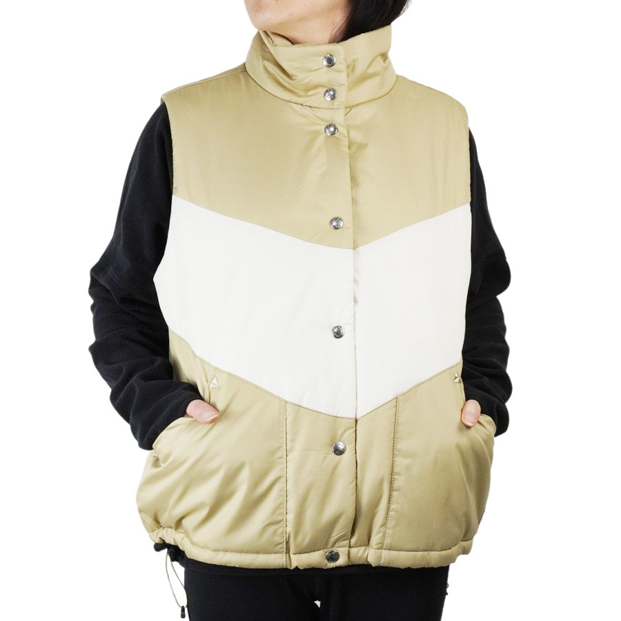 ノースフェイスTHE NORTH FACE レディース ベストUSA企画 日本未入荷W SYLVESTER VESTウィメンズ シルベスターベストHAWTHONEKHAKI/VINTAGEWHITE(ベージュ/ホワイト)白 軽量 キルティング ダウン 中綿