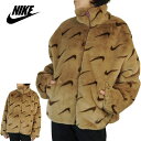 ナイキ ボアジャケット レディース ナイキ NIKEレディース ジャケットNSW AOP FAUX FUR JACKETナイキスポーツウェア フェイクファージャケットBROWN（ブラウン） ストリート ボア ロゴ 茶 スウォッシュ 総柄