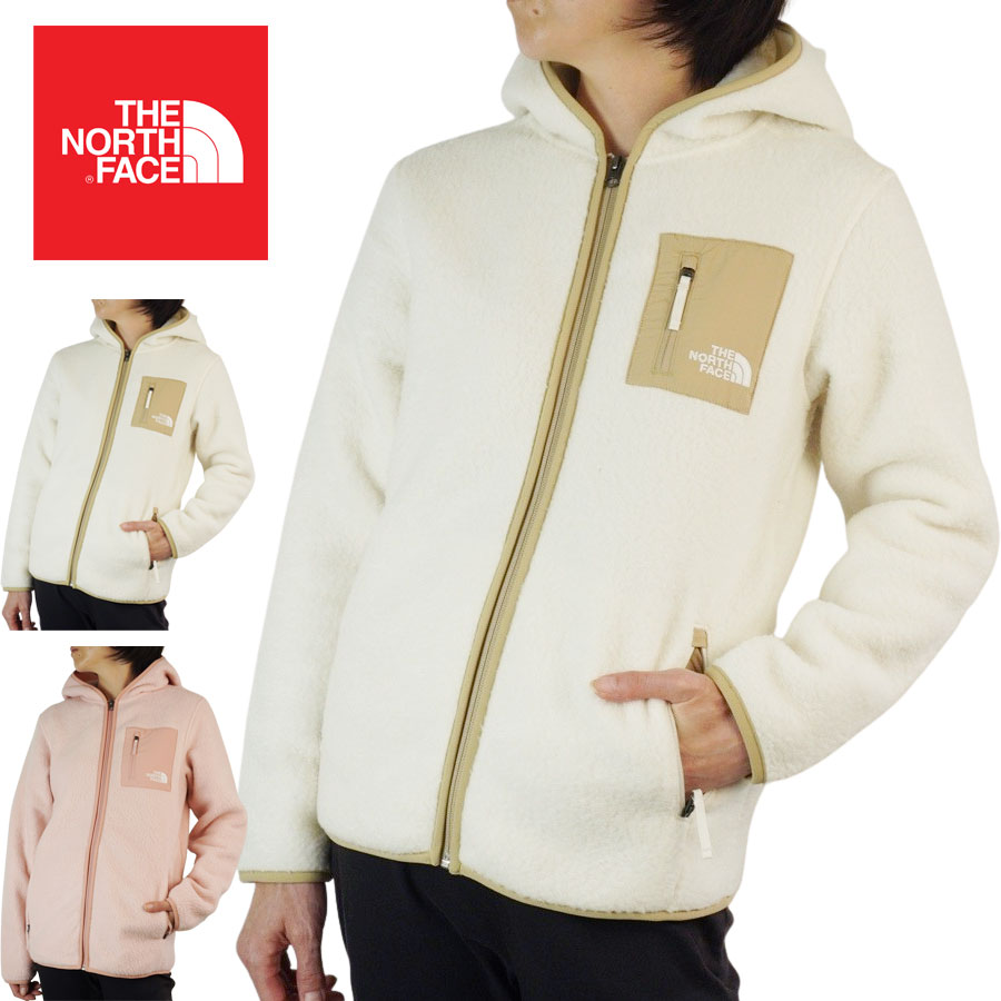 ノースフェイス THE NORTH FACEレディース ジャケットY NORTH PEAK FLCユースサイズ フリースジャケット ホワイト/カーキ ピーチピンク/ローズボア キッズサイズ ファー