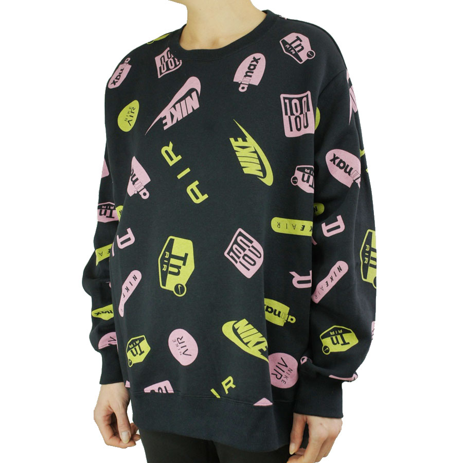 ナイキ NIKEレディース プルオーバースエットAV8340 NIKE AIR LOGO PO SWEATエアーロゴプルオーバースエットBLACK(ブラック）オーバーサイズ スウェット 黒 白 ピンク イエロー