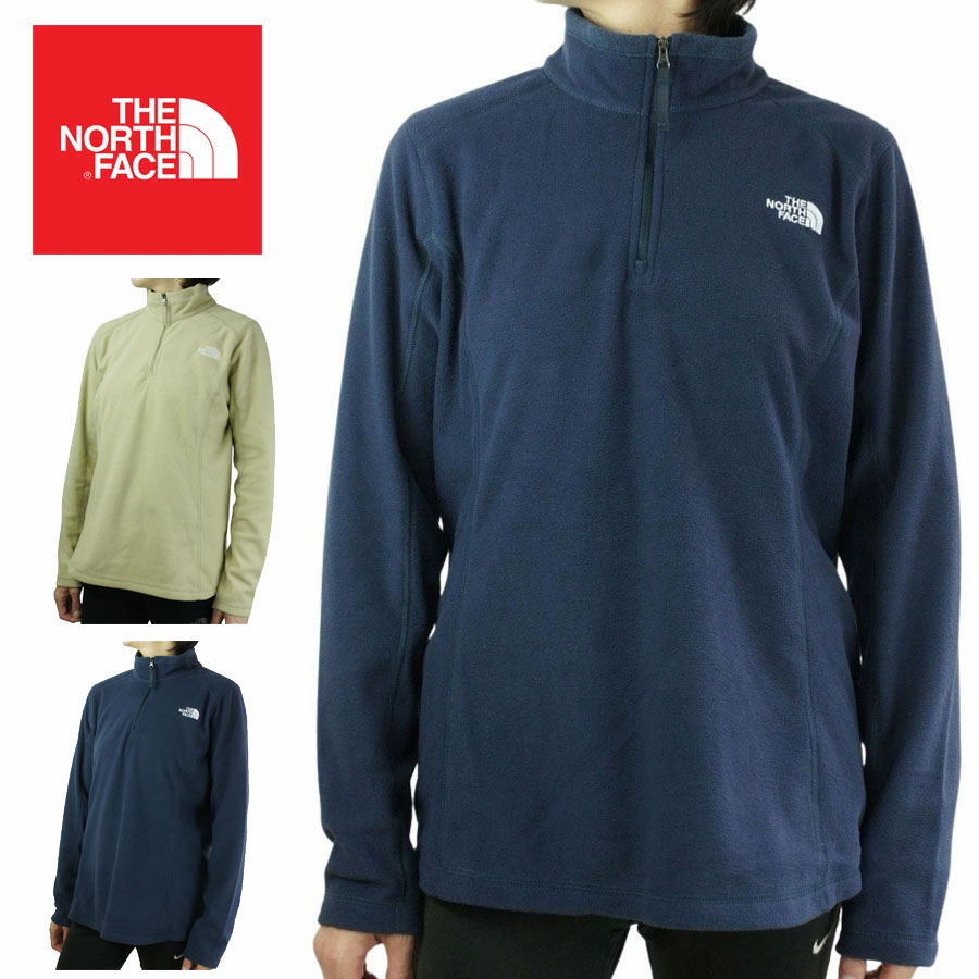 ノースフェイスTHE NORTH FACE USA企画 日本未入荷 レディース フリースW 100WT GLCR QZ-RTOウィメンズ グレイシャーURBAN NAVY/URBAN NAVY（ネイビー）TWILL BEIGE HTR(ツイルベージュ)トップス 薄手 プルオーバー 紺 ベージュ