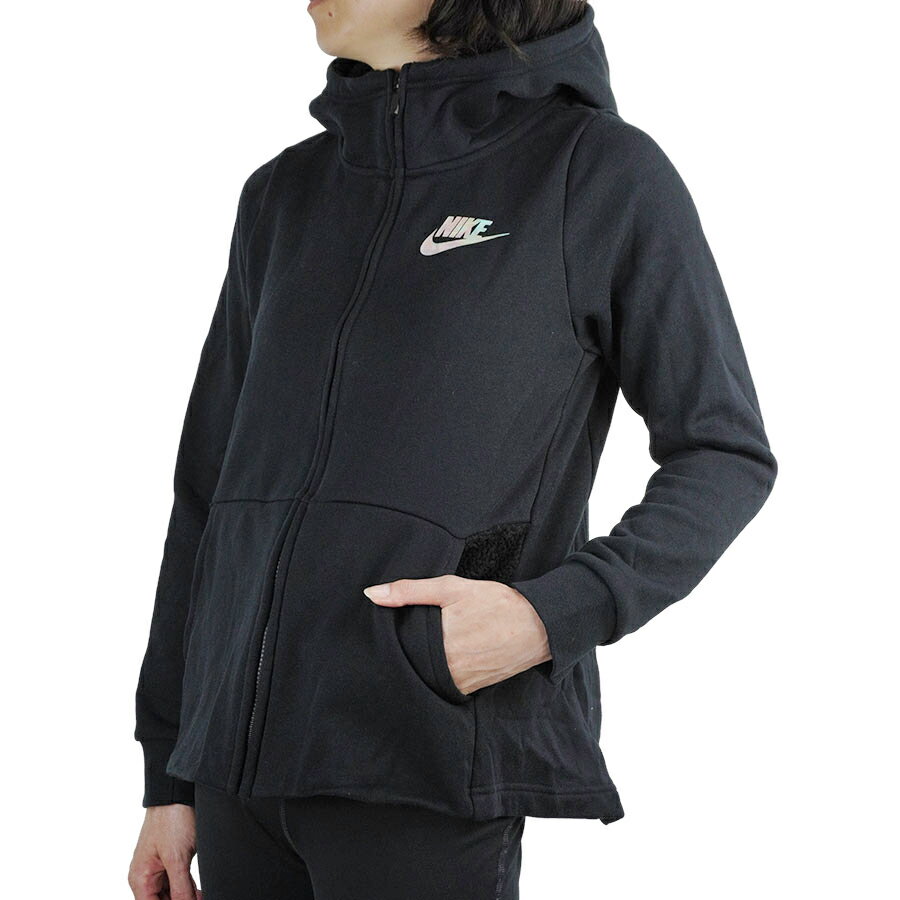 NIKE ナイキGIRLS SHERPA FLC/SWEAT FZ PKガールズ フルジップシェルパパーカーBLACK（ブラック）レディース ボア ウィメンズ 黒 ジップパーカー