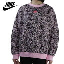 ナイキ NIKEレディース トレーナーALL OVER PRINT SWEATSHIRTSオールオーバー プリント スウェットシャツPINK LEOPARD(ピンクレオパード)女性用 総柄 ヒョウ柄 トラ ロゴ スポーティ トレーニング