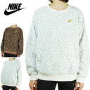 ナイキ NIKEレディース トレーナーWOMENS ALLOVER PRINT FLEECE CREWウィメンズ オールオーバー フリースクルーWHITE/GREY(ホワイト/グレー) BROWN(ブラウン)女性用 ヒョウ柄 ボア 白 灰 茶 ストリート スポーティ トップス