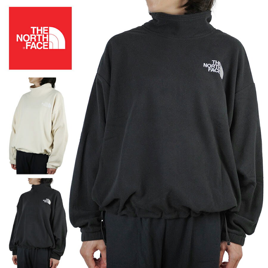 ノースフェイスTHE NORTH FACEレディース フリースW POLAR FLEECEウィメンズ ポーラテックフリースプルオーバーBLEACHED SAND（サンド）TNF BLACK（ブラック）オフホワイト 黒 ロゴ ストリート アウトドア キャンプ