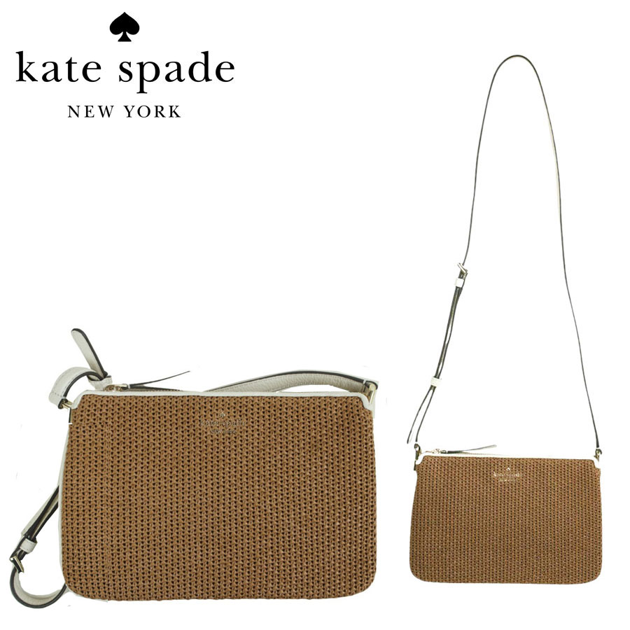 ケイトスペード ケイトスペード KATE SPADETRIPLE GUSSET CROSSBODY JACKSON STRAWジャクソン トリプル ガセット クロスボディストローWRMGNGRBRD (ワームジンジャーブレッド)茶 ベージュ レディース ショルダーバッグ 斜め掛け 鞄