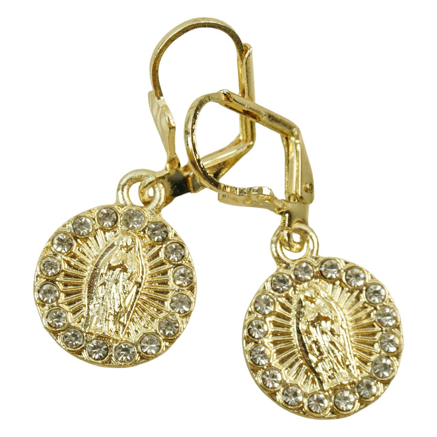 【クリックポスト対応可】男女兼用 ピアスGUADALUPE ROUND HANGING PIERCEグアダルーペ ラウンド ハンギング ピアスGOLD(ゴールド)聖母 マリア 女神 ブリンブリン 金 ストリート アクセ