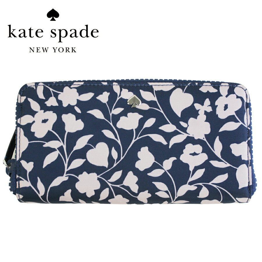 ケイトスペード 財布（レディース） 【クリックポスト発送】ケイトスペードKATE SPADELARGE CONTINENTAL WALLET JAE GARDEN VINEガーデンヴァインラージコンチネンタルウォレットNIGHTCAP MULTI(ネイビーマルチ）紺 ピンク ナイロン 花柄 ウィメンズ レディース 長財布