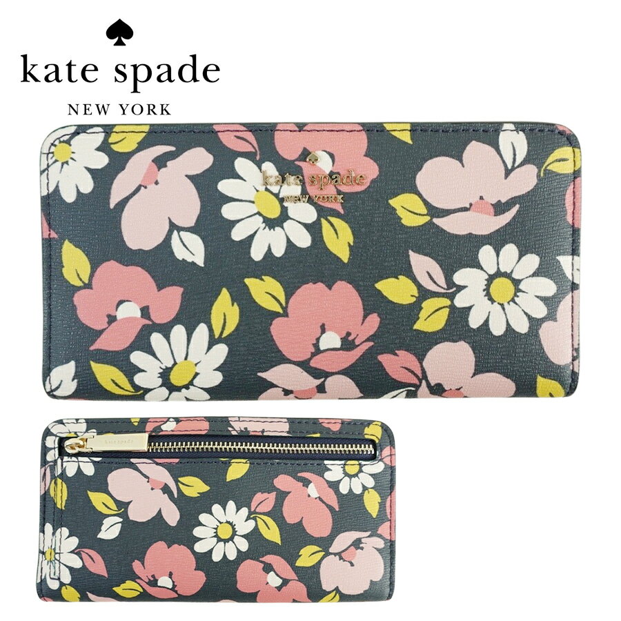 ケイトスペード 財布（レディース） 【クリックポスト発送】ケイトスペードKATE SPADELARGE SLIM BIFOLD WALLET ROAD TRIP FLORAラージ スリムバイフォールドウォレット ロードトリップフローラBLUE MULTI(ブルーマルチ)花柄 財布 コンパクト レザー ウィメンズ レディース K6013