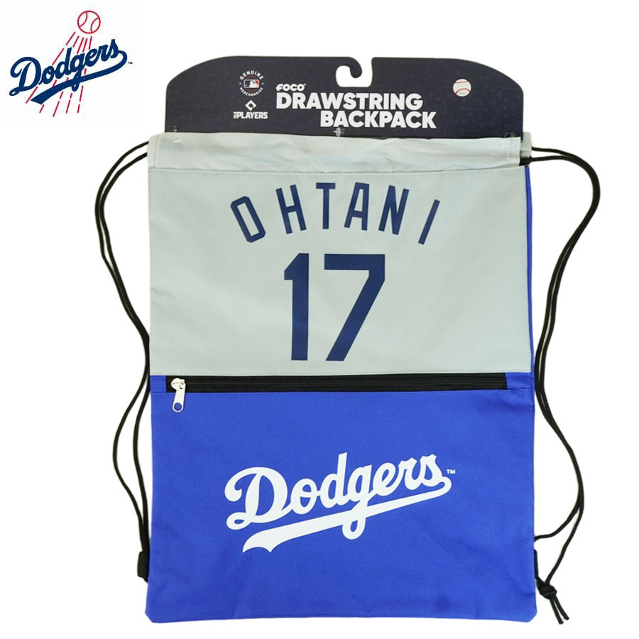 大谷翔平 ナップサック クリックポスト対応可FOCO MLB 公式アイテム DRAWSTRING BACKPACK NAPSACKLOS ANGELES DODGERS ドジャース男女兼用 ジムサック ワークアウトメンズ レディース 青 白 グレー スポーツ ロゴ 野球