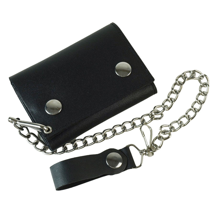 メンズ 財布【クリックポスト対応可】GENUINE LEATHER WALLET CHAINジェニュインレザー ウォレット チェーンBLACK(ブラック)男女兼用 黒 本革 コンパクト シンプル