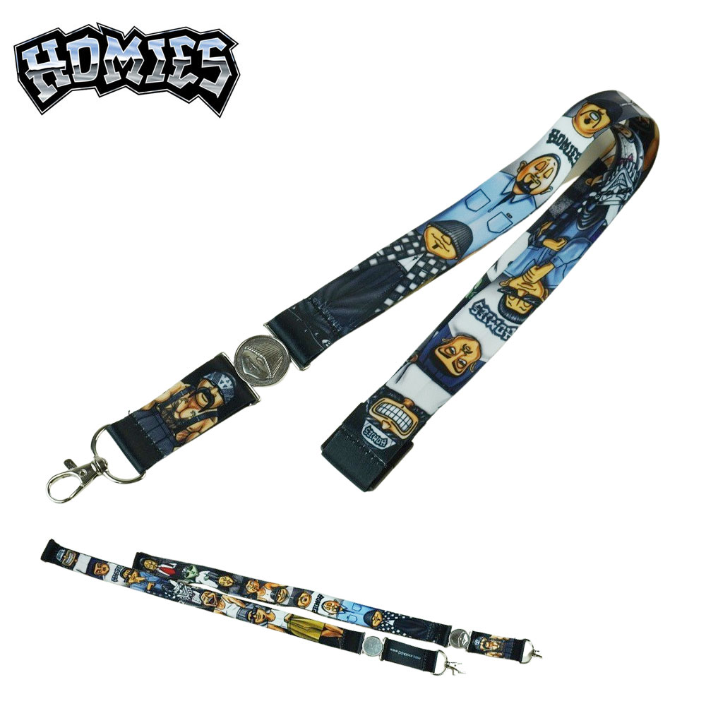 【定形外郵便対応可】HOMIES LANYARD STRAP NECK STRAPホーミーズ ランヤード ストラップ ネックストラップMULTI(マルチ)アクセ チカーノ メンズ レディース 黒 イラスト 首掛け