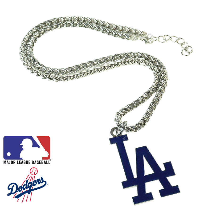 ネックレス メンズ（5000円程度） 【クリックポスト対応可】メンズ ネックレスMLB LOS ANGELES DODGERS CHAIN NECKLACEメジャーリーグベースボール ロサンゼルスドジャースチェーンネックレス ロゴネックレスLA DODGERS(ロサンゼルスドジャース)アクセ 野球 男女兼用 シルバー HI