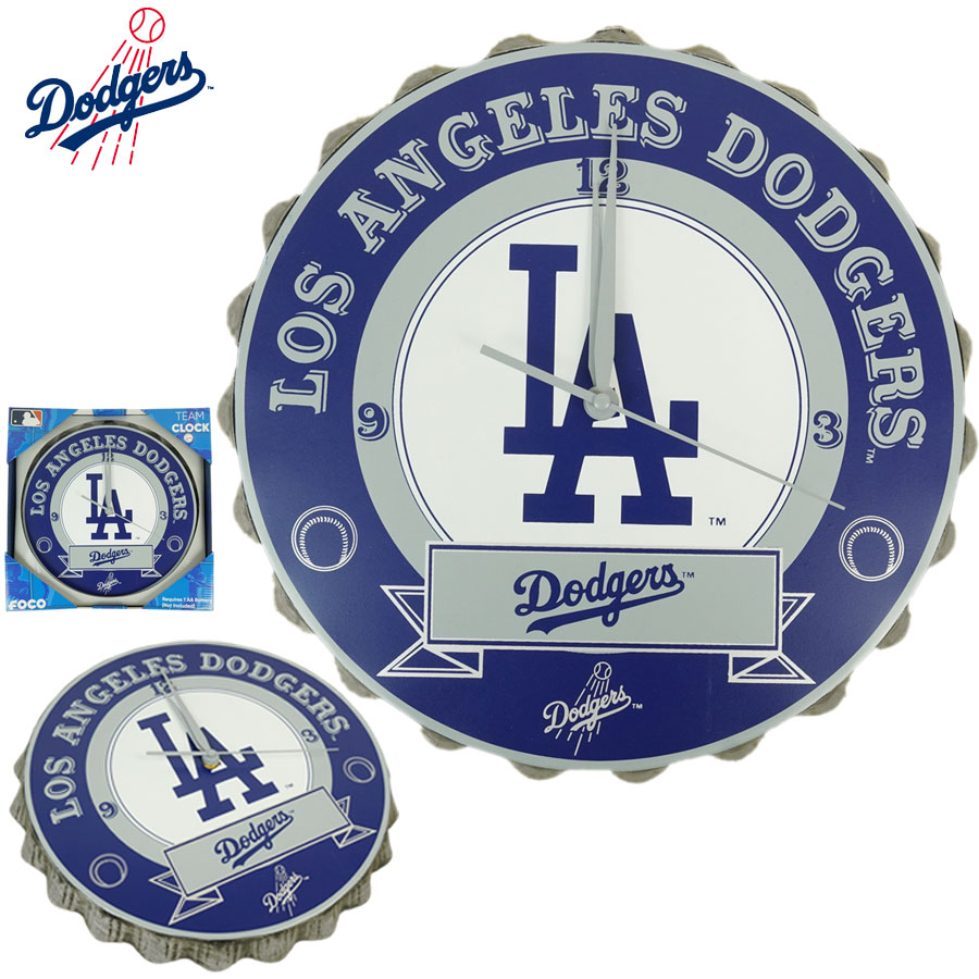 ロサンゼルス ドジャース公式 グッズFOCO チーム クロック 壁掛け時計 モチーフ時計LA DODGERS TEAM CLOCK大谷翔平 山本由伸 メジャーリーグ MLB ロゴインテリア 野球 グッズ 王冠 ボトルキャップ