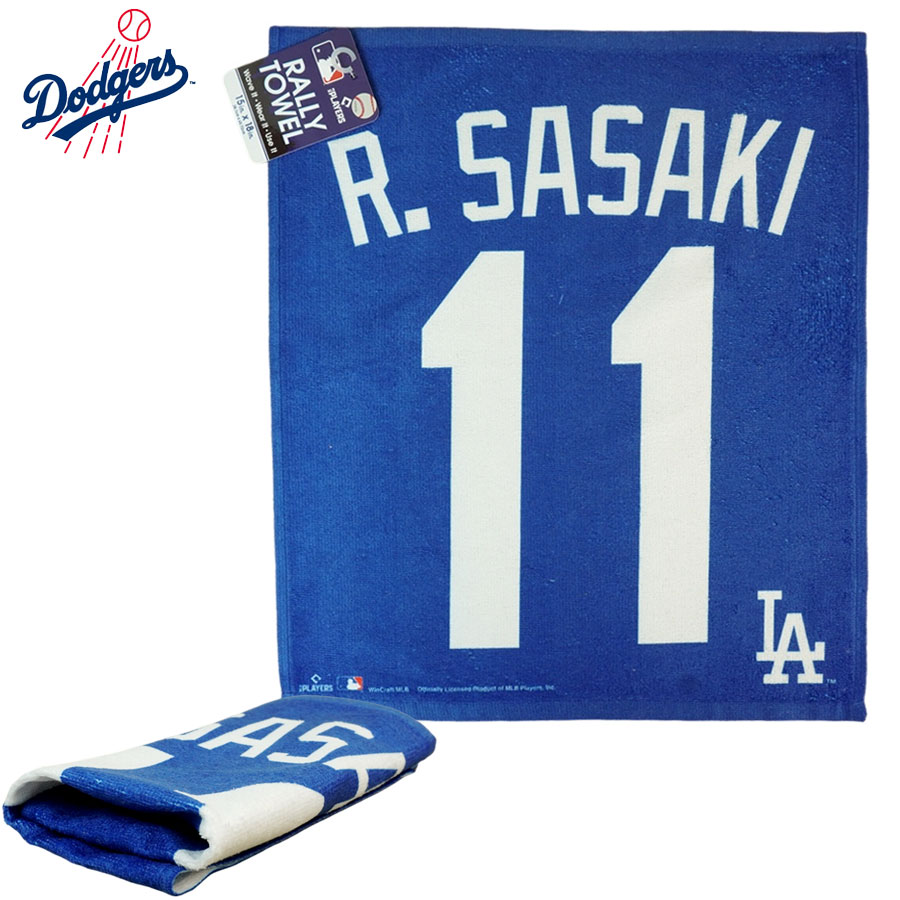ロサンゼルス ドジャース公式グッズ佐々木朗希 タオル ラリータオル【クリックポスト対応】MLB 15×18 RALLY TOWEL LAD YAMAMOTOハンドタオル ロゴ 大きめ大谷翔平 LA DODGERS メジャーリーグアウトドア レジャー 野球 オフィシャルグッズ インテリ