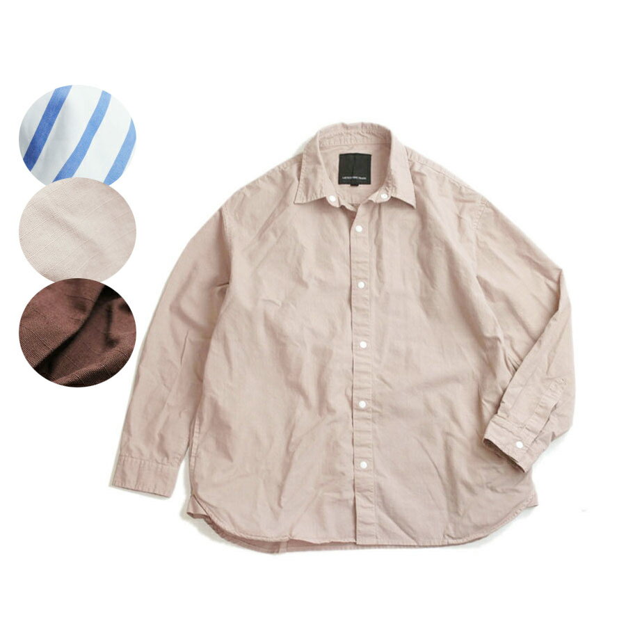 楽天THE MATERIAL WORLDメンズ シャツRELAX FIT SHIRTS リラックスフィットシャツLAUNCH BASIC TRADE ラウンチベーシックトレードBROWN（ブラウン） PINK（ピンク）BLUESTRIPE（ブルーストライプ）長袖 スナップボタン エンジ ジャケット