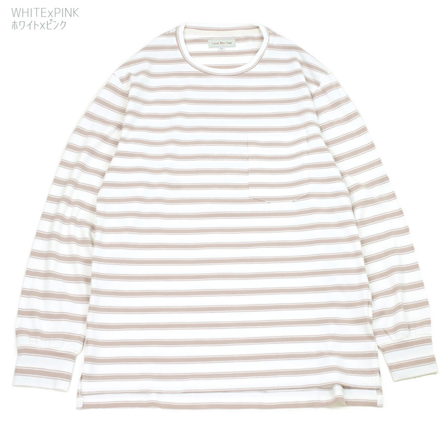 【クリックポスト対応可】リラックス　ボーダー ポケット ロングスリーブTシャツRE...