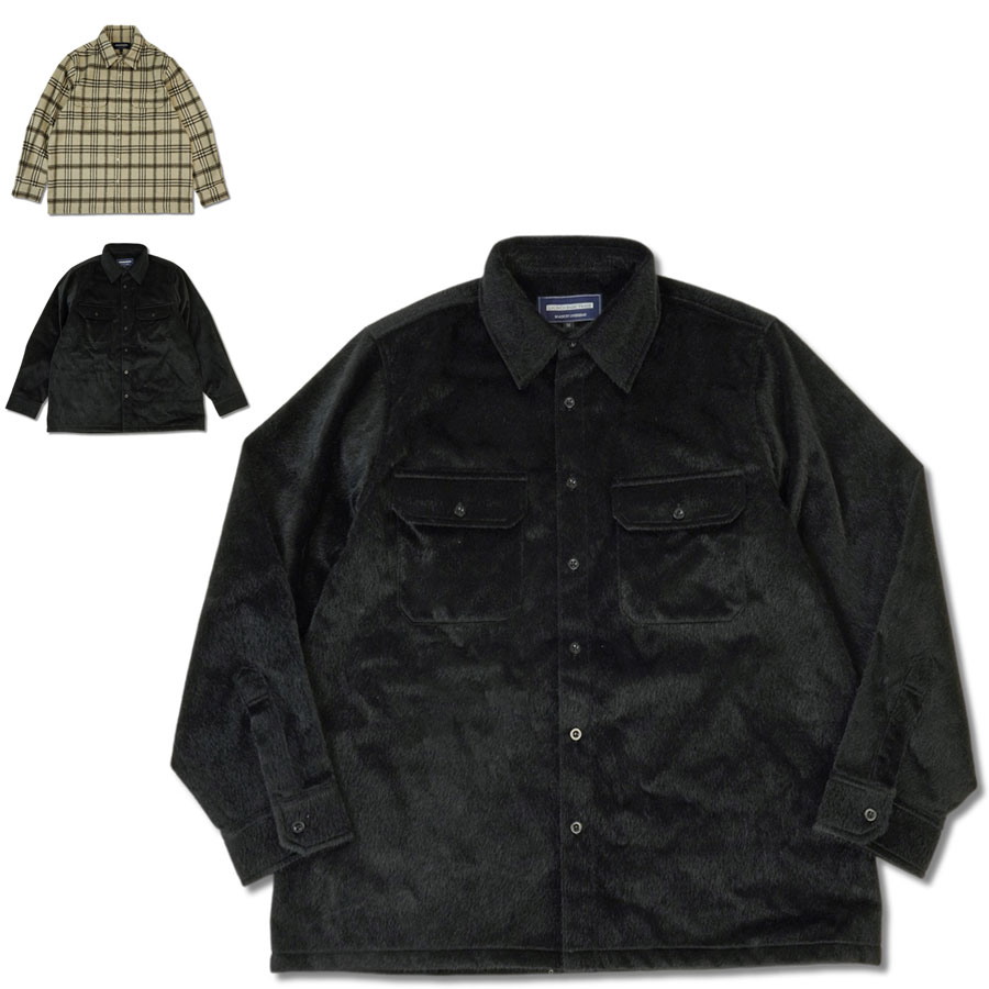 Rakuten - 男女兼用 シャツワームシャツ WARM SHIRTSLAUNCH BASIC TRADEラウンチベーシックトレードBEIGE ベージュ BLACK ブラックボックス ファー起毛 メンズ レディース チェック