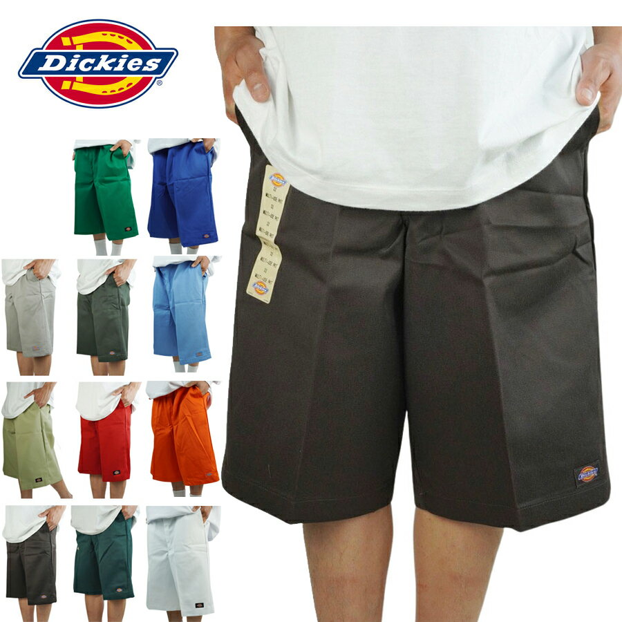 DICKIES ディッキーズメンズ パンツ42283 TWILL WORK SHORT LOOSE FIT黒 灰色 ブラック グレー ベージュ レッド グリーン ブラウン オレンジ ブルーショーツ カルチャー TATOO ローライダーハーフパンツ チカーノ 太め HIPHOP