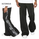 ビクトリアス VICTORIOUSメンズ パンツFL92 Flared Bandana Fleece Pantsフレア バンダナ スウェット パンツBLACK(ブラック) ペイズリー ズボン ストリート オーバーサイズ ロサンゼルス HIPHOP