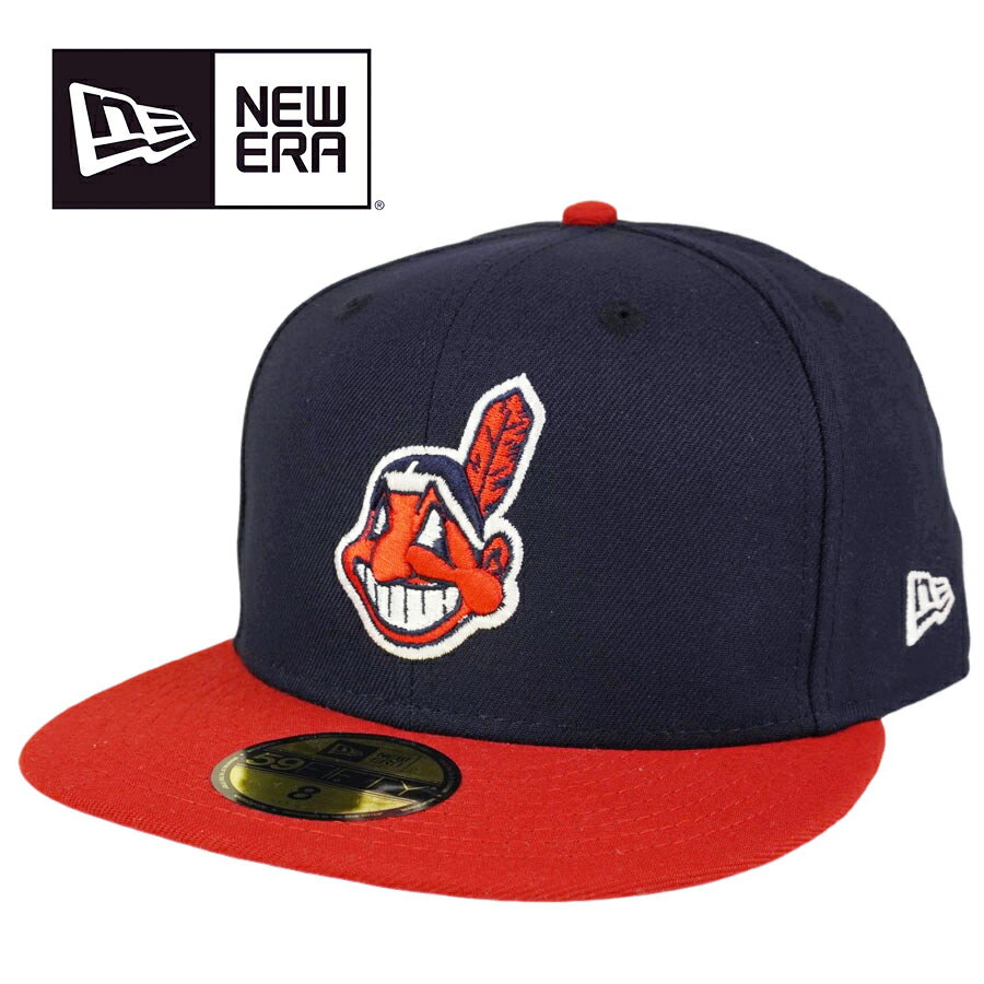 NEW ERA ニューエラ59FIFTY 廃盤モデル INDIANS 5950 AUTHENTICインディアンス59フィフティー オーセンティックNAVY/ RED (ネイビー/レッド)MLB メンズ ストリート 紺 赤 スポーツ ロゴ 野球 刺繍 パッチ