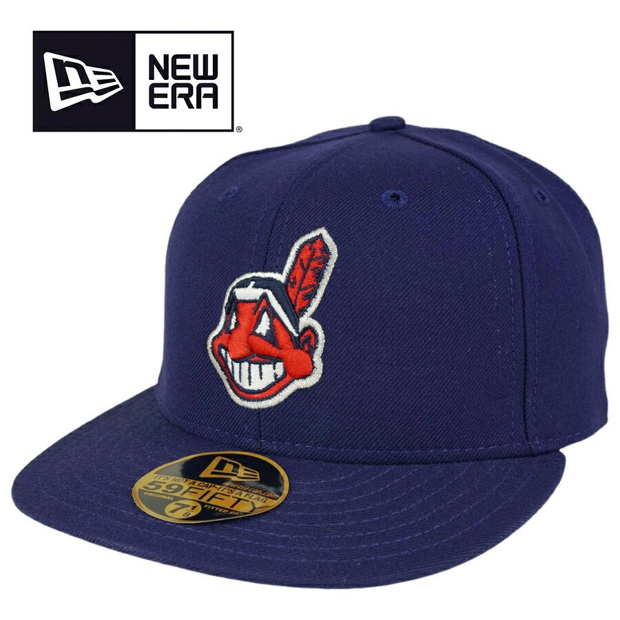 NEW ERA ニューエラ59FIFTY 廃盤モデル INDIANS 5950インディアンス59フィフティーNAVY (ネイビー)MLB メンズ ストリート 紺 赤 スポーツ ロゴ 野球 刺繍 パッチ