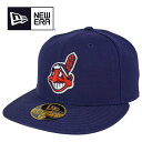 NEW ERA j[G59FIFTY pՃf INDIANS 5950CfBAX59tBteB[NAVY (lCr[)MLB Y Xg[g   X|[c S 싅 hJ pb`