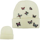 【クリックポスト対応可】男女兼用 ニット帽BUTTERFLY KNIT CAP バタフライ ニットキャップWHITE(ホワイト)蝶々 カラフル 白 ガーリー ギ...