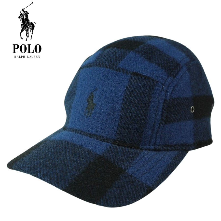 男女兼用 キャップポロ ラルフローレンPOLO RALPH LAURENWOOL CHECK CAPウールチェックキャップBLUE(ブルー)帽子 メンズ レディース 青 黒 ロゴ 刺繍