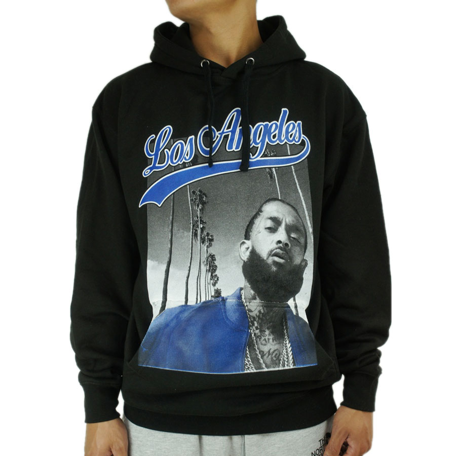 メンズ パーカーNIPSEY HUSSLE ニプシーハッスル プルオーバーパーカーBLACK(ブラック)黒 白 青 MARATHON PARKA ロサンゼルス RIP HIPHOP SLAUSON CRENSHAW LA プリント